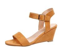 Sandalias de mujer zapatos hebilla novela correas sólidas sandalias de moda cuñas mujeres talón sandalias mujer, marrón, 41 EU