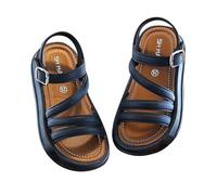 Sandalias de niña 2025 flores de cuero con hebilla de dedo abierto con hebilla de gancho suave zapatos de verano boca de pescado zapatos abiertos antideslizantes boda bebé para niños pequeños
