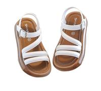 Sandalias de niña 2025 flores de cuero con hebilla de dedo abierto con hebilla de gancho suave zapatos de verano boca de pescado zapatos abiertos antideslizantes boda bebé para niños pequeños