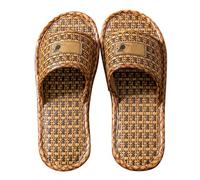 Sandalias de paja para hombre, pantuflas de verano de lino unisex, cómodas pantuflas con punta abierta, transpirables, ligeras, planas, antideslizantes, informales, zapatos de verano, E, 42 EU