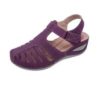 Sandalias De Piel Con Puntera Cerrada Para Mujer, Ligero Casual Zapatos Verano Comodos Vestir Elegantes Fiesta Informales Zapatos Juanetes Cuñas Palo Cuero Artesanales Tacon Planas Tachuelas Montaña