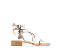 Sandalias de piel con tacón pequeño Hocean Mujer Talla 36. Color Dorado