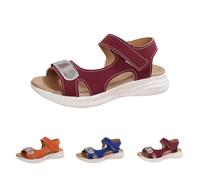 Sandalias de piel de playa, sandalias ortopedicas, sandalias de piel para hombre, verano, playa, senderismo, deportes al aire libre, con correa ajustable, Vino, 43 EU