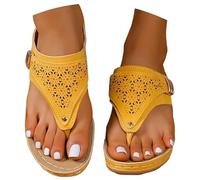 Sandalias de plataforma con diseño ancho de boca de pescado, barra ergonómica para la comodidad diaria, sandalias de verano con suela de agua, ideales para el ocio y viajes, amarillo, 43 EU
