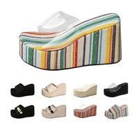 Sandalias de plataforma de tacón de cuña para mujer, parte inferior gruesa con soporte de arco, ligeras, suaves, cómodas, de tacón alto, puntera abierta, pantuflas gruesas sin cordones, Amarillo, 39