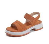 Sandalias de plataforma de verano para mujer, puntera abierta, correa al tobillo, cómodas, informales, ligeras, zapatos para caminar, Brown, 41 EU