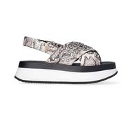 Sandalias de Plataforma LUI.JO con Diseño de Serpiente, Tiras Cruzadas con Tachuelas, Suela Bicolor Blanco y Negro (Plata, Sistema tallas calzado EU, Adulto, Números, mediano, 39)