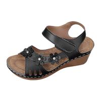 Sandalias de plataforma para mujer con correa ajustable con hebilla,suelas gruesas, zapatillas con suela de corcho, zapatos de playa plateau, sandalias negras, suela dentada antideslizante, 1 negro