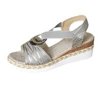 Sandalias de plataforma para mujer con correa ajustable con hebilla,suelas gruesas, zapatillas con suela de corcho, zapatos de playa plateau, sandalias negras, suela dentada antideslizante, 10 Grey