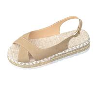 Sandalias de plataforma para mujer con correa ajustable con hebilla,suelas gruesas, zapatillas con suela de corcho, zapatos de playa plateau, sandalias negras, suela dentada antideslizante, 8 Khaki