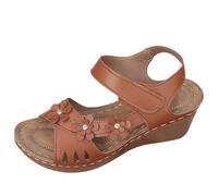 Sandalias de plataforma para mujer con correa ajustable con hebilla,suelas gruesas, zapatillas con suela de corcho, zapatos de playa plateau, sandalias negras, suela dentada antideslizante, 1 Marrón