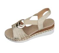 Sandalias de plataforma para mujer con correa ajustable con hebilla,suelas gruesas, zapatillas con suela de corcho, zapatos de playa plateau, sandalias negras, suela dentada antideslizante, 10 Beige