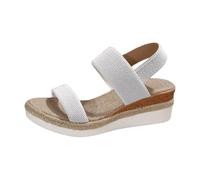 Sandalias de plataforma para mujer con correa ajustable con hebilla,suelas gruesas, zapatillas con suela de corcho, zapatos de playa plateau, sandalias negras, suela dentada antideslizante, 5 White