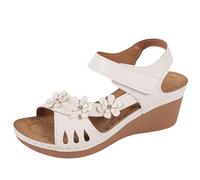 Sandalias de plataforma para mujer con correa ajustable con hebilla,suelas gruesas, zapatillas con suela de corcho, zapatos de playa plateau, sandalias negras, suela dentada antideslizante, 1 blanco
