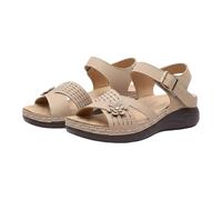 Sandalias de plataforma para mujer con plataforma abierta para verano, soporte de arco, deslizadores con hebilla ortopédica, trenzas ajustables, anchas, cómodas, informales, caminar, al aire libre