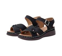 Sandalias de plataforma para mujer con plataforma abierta para verano, soporte de arco, deslizadores con hebilla ortopédica, trenzas ajustables, anchas, cómodas, informales, caminar, al aire libre