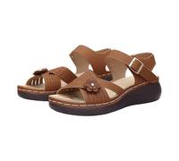 Sandalias de plataforma para mujer con plataforma abierta para verano, soporte de arco, deslizadores con hebilla ortopédica, trenzas ajustables, anchas, cómodas, informales, caminar, al aire libre