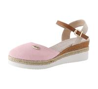 Sandalias de plataforma para mujer con tacón bajo Tacón bajo Elegante bloque de color Espadrilles Sandalias de cuña Frente Cerrado Zapatos Cómodos Sandalias Casual para uso diario, Rosa., 42 EU