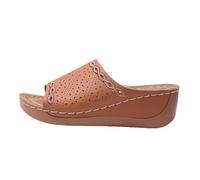 Sandalias de plataforma para mujer con tacón de cuña, sandalias suaves y gruesas, zapatillas elegantes y elegantes, zapatos de jardín, tacón, chanclas abiertas, chanclas, marrón, 41 EU