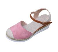 Sandalias de plataforma para mujer con tacón de cuña Tacón bajo Elegante Espadrilles Sandalias de cuña Frente Cerrado Zapatos Cómodos Sandalias de ocio para el uso diario, Rosa., 42 EU