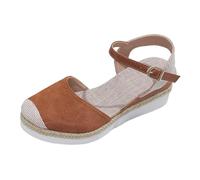 Sandalias de plataforma para mujer con tacón de cuña Tacón bajo Elegante Espadrilles Sandalias de cuña Frente Cerrado Zapatos Cómodos Sandalias de ocio para el uso diario, marrón, 42 EU