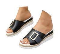 Sandalias de plataforma para mujer, de verano, puntera abierta, a la moda, retro, antideslizantes, cómodas, cruzadas, elegantes, informales, de verano, con ajuste ancho, hebilla ajustable, sandalias