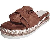 Sandalias de Plataforma para Mujer, de Verano, Zapatos Planos con Pajarita para Mujer, Zapatilla básica Informal de, marrón, US4.5/EU35