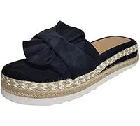 Sandalias de Plataforma para Mujer, de Verano, Zapatos Planos con Pajarita para Mujer, Zapatilla básica Informal de, Azul, US8/EU40