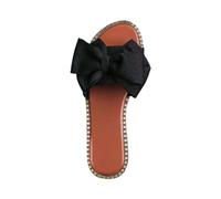 Sandalias de plataforma para mujer, ligeras, con puntera abierta, para verano, playa, vacaciones, pantuflas de tela grande, lazo negro, Black, 39 EU