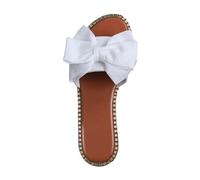 Sandalias de plataforma para mujer, ligeras, con puntera abierta, para verano, playa, vacaciones, pantuflas de tela grande, lazo negro, White, 40 EU