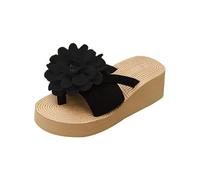 Sandalias de plataforma para mujer, para playa, parte inferior gruesa, huecas, informales, sin cordones, para verano, ligeras, cómodas, con soporte de arco para caminar, Black, 38 EU