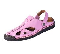 Sandalias de plataforma para mujer, sandalias de tacón bajo, sandalias de playa al aire libre, pantuflas planas y anchas, clásicas, sandalias de noche, sandalias con tacón de bloque, Rosa., 47 EU