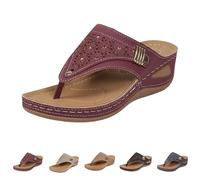 Sandalias de plataforma para mujer, sandalias ortopédicas de verano para mujer, suela suave, sandalias de playa, transpirables, elegantes con plantilla, sandalias ultraligeras con plataforma, rojo, 41