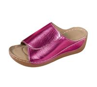 Sandalias de plataforma para mujer, sandalias ortopédicas para mujer, cómodas con soporte de arco, sandalias de cuña de cuero de ajuste ancho, sandalias de cuña para caminar, zapatillas de moda con