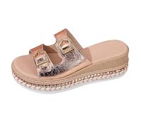 Sandalias de plataforma para mujer: sandalias romanas de suela gruesa y puntera abierta, ajuste ancho, talla del Reino Unido, zapatos ligeros para caminar en la playa, antideslizantes, cómodas