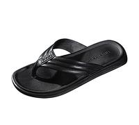 Sandalias de playa de moda para hombre, sandalias de playa con puntera plana, sandalias para hombre para interiores y exteriores, vacaciones, vacaciones de verano, Black, 41 1/3 EU