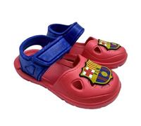 Sandalias de Playa FC Barcelona Niño - Sandalias Infantiles EVA 100% Ligeras y Cómodas, Cierre Ajustable con Velcro, Suela Antideslizante, Color Rojo y Azul para Piscina y Verano