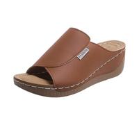 Sandalias De Playa Mujer Sandalias Mujer Verano Cómodas, Mulas De Cuero Vintage, Plataforma, Cuentos, Zapatillas Ortopédicas Prima, Zapatillas De Playa Verano Talla Senderismo Mujer, marrón, 38 EU