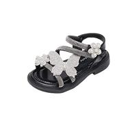 Sandalias de princesa para niñas, talla 12, sandalias de mariposa brillante, sandalias elegantes de flores brillantes, sandalias de ajuste cómodo, suela suave, zapatos planos de ajuste ancho, zapatos