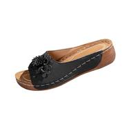 Sandalias de punta abierta para mujer, suela de poliuretano, tacón plano, color sólido, cómodas, con suela de plataforma gruesa, zapatos casuales de negocios para hombre, Black, 39 EU