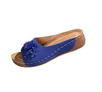 Sandalias de punta abierta para mujer, suela de poliuretano, tacón plano, color sólido, cómodas, con suela de plataforma gruesa, zapatos casuales de negocios para hombre, Blue, 40.5 EU