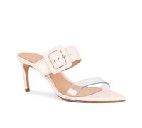 Sandalias de Punta Abierta Transparentes y Modernas, cómodas Mules de tacón Aguja sin Cordones, de Cuero con Tira Trasera Ideales para Vestidos de Verano Bodas y Fiestas,Rosado,43 EU