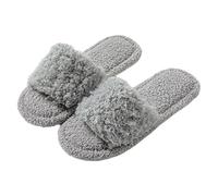 Sandalias de punta abierta zapatillas para mujer - Zapatillas abiertas para casa, zapatos de color puro, zapatillas de peluche, piel de otoño, zapatillas de deporte, zapatillas de deporte, zapatillas