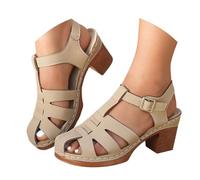 Sandalias De Punta Cerrada Mujer Verano Cómodo Cuñas De Tacón Alto Mulas Zapatos Con Tacón Ortopédico Abierto Plataforma Transpirable Antideslizante Playa Cuñas Sandals, caqui, 43 EU