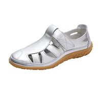 Sandalias de punta cerrada para mujer, ahuecadas, de ajuste ancho, zapatos para caminar, suela de goma antideslizante, sandalias atléticas de verano, ligeras, cómodas, con correa de gancho y bucle