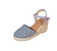 Sandalias de punta cerrada para mujer, estilo gladiador, sandalias de cuña blancas para mujer, sandalias de ganchillo suaves con soporte de arco, zapatos ortopédicos, alpargatas, sandalias de punto de