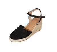 Sandalias de punta cerrada para mujer, estilo gladiador, sandalias de cuña blancas para mujer, sandalias de ganchillo suaves con soporte de arco, zapatos ortopédicos, alpargatas, sandalias de punto de