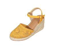 Sandalias de punta cerrada para mujer, estilo gladiador, sandalias de cuña blancas para mujer, sandalias de ganchillo suaves con soporte de arco, zapatos ortopédicos, alpargatas, sandalias de punto de