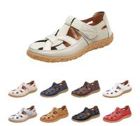 Sandalias de punta cerrada, sandalias ortopédicas para mujer, cómodas correas elásticas para el tobillo, suela plana, antideslizantes, para fascitis plantar, pantuflas ortopédicas sin cordones para