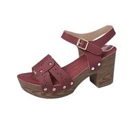 Sandalias de tacón alto con plataforma sexy para mujer, tacones gruesos, puntera abierta, zapatos formales para mujer, correa ajustable al tobillo, sandalias de playa para verano, hot pink, 37 1/3 EU